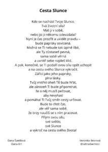 Cesta Slunce, kartička, dárek, vykládací karty, básně a obrazy