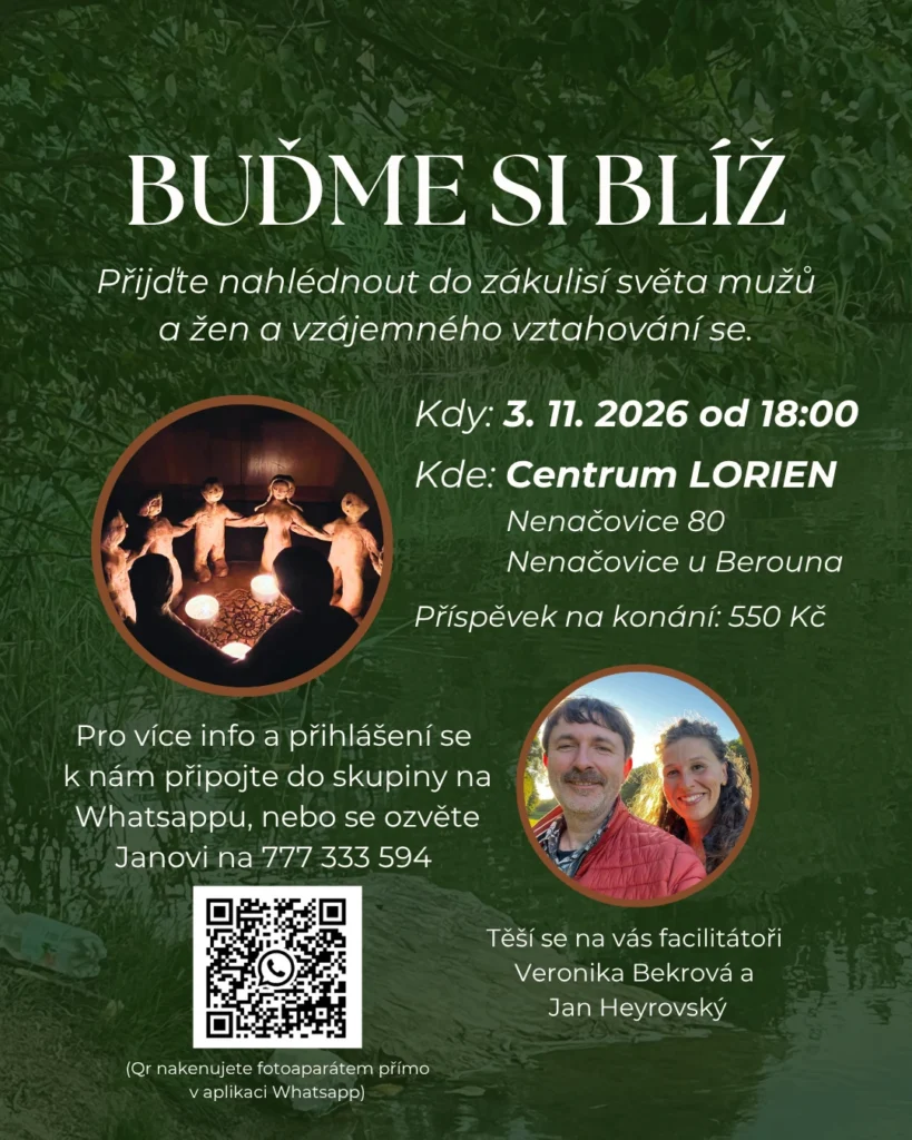 Mužsko ženský kruh, transparentní kruhová komunikace, Jan Heyrovský, Veronika Bekrová, facilitace, kruhová komunikace, budˇme si blíž, vztahy